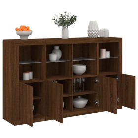 Sideboard with LED light 3 pieces oak brown engineered wood by , Sideboards - Ref: Foro24-3209120, Price: 250,99 €, Discount: %