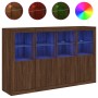 Sideboard with LED light 3 pieces oak brown engineered wood by , Sideboards - Ref: Foro24-3209120, Price: 250,51 €, Discount: %