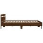 Cama con cabecero madera ingeniería marrón roble 200x200 cm de , Camas y somieres - Ref: Foro24-3207398, Precio: 167,63 €, De...