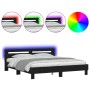 Bed frame with headboard and black LED lights 200x200 cm by , Beds and slatted bases - Ref: Foro24-3207519, Price: 177,13 €, ...