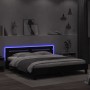 Bed frame with headboard and black LED lights 200x200 cm by , Beds and slatted bases - Ref: Foro24-3207519, Price: 177,13 €, ...