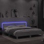 Bed frame with headboard and white LED lights 180x200 cm by , Beds and slatted bases - Ref: Foro24-3207525, Price: 149,99 €, ...