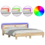 Estructura de cama cabecero y luces LED roble Sonoma 180x200 cm de , Camas y somieres - Ref: Foro24-3207527, Precio: 162,50 €...