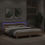 Estructura de cama cabecero y luces LED roble Sonoma 180x200 cm de , Camas y somieres - Ref: Foro24-3207527, Precio: 162,50 €...