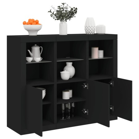 Sideboards mit LED-Beleuchtung, 3 Stück, schwarzes Holzwerkstoff von , Sideboards - Ref: Foro24-3209101, Preis: 224,55 €, Rab...