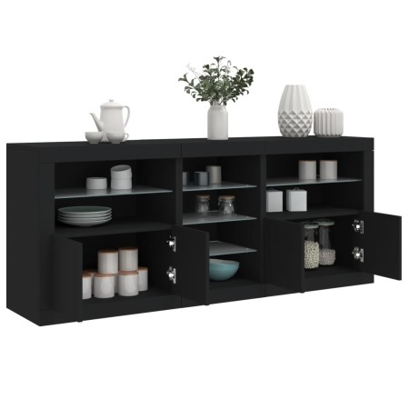 Sideboard with LED lights black 162x37x67 cm by , Sideboards - Ref: Foro24-3209031, Price: 186,99 €, Discount: %