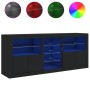 Aparador con luces LED negro 162x37x67 cm de , Aparadores - Ref: Foro24-3209031, Precio: 203,38 €, Descuento: %