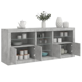 Betongraues Sideboard mit LED-Leuchten 162x37x67 cm von , Sideboards - Ref: Foro24-3209033, Preis: 200,76 €, Rabatt: %