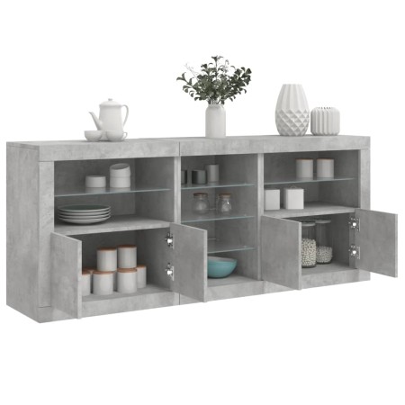 Betongraues Sideboard mit LED-Leuchten 162x37x67 cm von , Sideboards - Ref: Foro24-3209033, Preis: 201,05 €, Rabatt: %