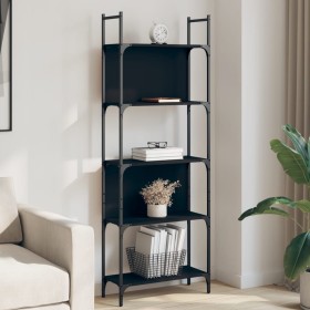 5-shelf black engineered wood bookcase 60.5x24x166.5 cm by , Bookcases and shelves - Ref: Foro24-838863, Price: 50,99 €, Disc...