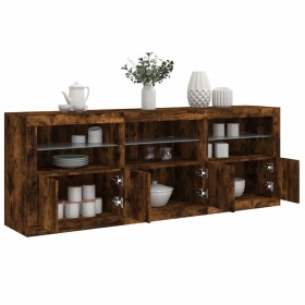 Sideboard with LED lights smoked oak 181.5x37x67 cm by , Sideboards - Ref: Foro24-3209006, Price: 200,99 €, Discount: %