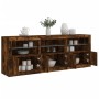 Sideboard with LED lights smoked oak 181.5x37x67 cm by , Sideboards - Ref: Foro24-3209006, Price: 213,21 €, Discount: %