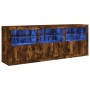 Sideboard with LED lights smoked oak 181.5x37x67 cm by , Sideboards - Ref: Foro24-3209006, Price: 213,21 €, Discount: %