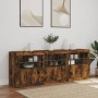 Sideboard with LED lights smoked oak 181.5x37x67 cm by , Sideboards - Ref: Foro24-3209006, Price: 213,21 €, Discount: %