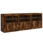 Sideboard with LED lights smoked oak 181.5x37x67 cm by , Sideboards - Ref: Foro24-3209006, Price: 213,21 €, Discount: %