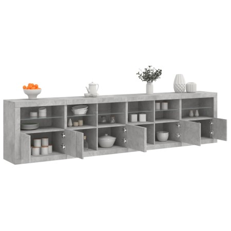 Concrete gray sideboard with LED lights 283x37x67 cm by , Sideboards - Ref: Foro24-3209019, Price: 286,50 €, Discount: %