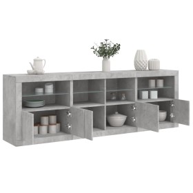 Concrete gray sideboard with LED lights 202x37x67 cm by , Sideboards - Ref: Foro24-3209012, Price: 213,99 €, Discount: %