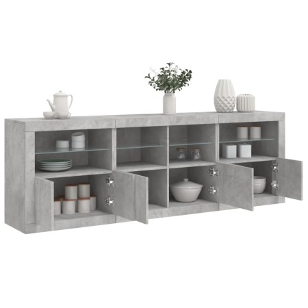 Betongraues Sideboard mit LED-Leuchten 202x37x67 cm von , Sideboards - Ref: Foro24-3209012, Preis: 214,50 €, Rabatt: %