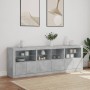 Betongraues Sideboard mit LED-Leuchten 202x37x67 cm von , Sideboards - Ref: Foro24-3209012, Preis: 214,50 €, Rabatt: %