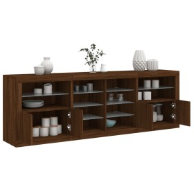 Sideboard with LED lights brown oak 202x37x67 cm by , Sideboards - Ref: Foro24-3209050, Price: 213,59 €, Discount: %