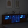 Sideboard with LED lights brown oak 202x37x67 cm by , Sideboards - Ref: Foro24-3209050, Price: 214,24 €, Discount: %