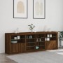 Sideboard with LED lights brown oak 202x37x67 cm by , Sideboards - Ref: Foro24-3209050, Price: 214,24 €, Discount: %