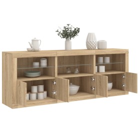 Sideboard with LED lights Sonoma oak 181.5x37x67 cm by , Sideboards - Ref: Foro24-3209004, Price: 198,49 €, Discount: %