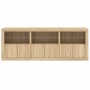 Sideboard with LED lights Sonoma oak 181.5x37x67 cm by , Sideboards - Ref: Foro24-3209004, Price: 194,57 €, Discount: %