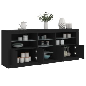 Sideboard with LED lights black 181.5x37x67 cm by , Sideboards - Ref: Foro24-3209038, Price: 197,99 €, Discount: %