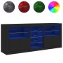 Aparador con luces LED negro 181,5x37x67 cm de , Aparadores - Ref: Foro24-3209038, Precio: 201,85 €, Descuento: %