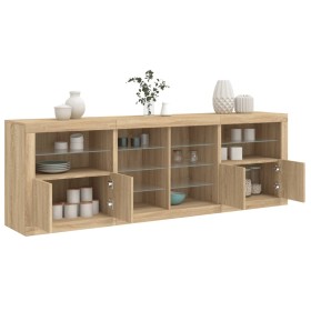 Sideboard with LED lights Sonoma oak 202x37x67 cm by , Sideboards - Ref: Foro24-3209046, Price: 203,98 €, Discount: %