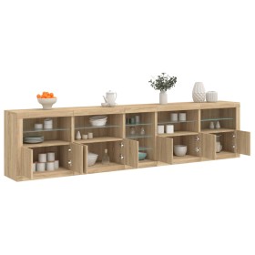 Sideboard with LED lights Sonoma oak 283x37x67 cm by , Sideboards - Ref: Foro24-3209025, Price: 306,07 €, Discount: %