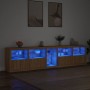 Sideboard with LED lights Sonoma oak 283x37x67 cm by , Sideboards - Ref: Foro24-3209025, Price: 306,07 €, Discount: %