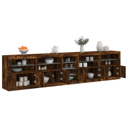 Sideboard mit LED-Leuchten, geräucherte Eiche, 283 x 37 x 67 cm von , Sideboards - Ref: Foro24-3209027, Preis: 325,84 €, Raba...