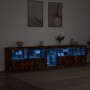 Sideboard with LED lights smoked oak 283x37x67 cm by , Sideboards - Ref: Foro24-3209027, Price: 319,99 €, Discount: %