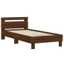 Oak brown engineered wood bed with headboard 90x200 cm by , Beds and slatted bases - Ref: Foro24-838539, Price: 82,47 €, Disc...