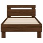 Oak brown engineered wood bed with headboard 90x200 cm by , Beds and slatted bases - Ref: Foro24-838539, Price: 82,47 €, Disc...