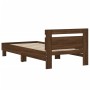 Oak brown engineered wood bed with headboard 90x200 cm by , Beds and slatted bases - Ref: Foro24-838539, Price: 82,47 €, Disc...