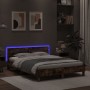 Estructura de cama cabecero y luces LED marrón roble 140x200 cm de , Camas y somieres - Ref: Foro24-3207552, Precio: 159,99 €...