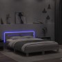 Sonoma gray headboard bed frame and LED lights 150x200 cm by , Beds and slatted bases - Ref: Foro24-3207544, Price: 155,94 €,...