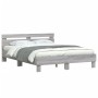 Sonoma gray headboard bed frame and LED lights 150x200 cm by , Beds and slatted bases - Ref: Foro24-3207544, Price: 155,94 €,...