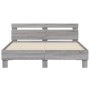 Sonoma gray headboard bed frame and LED lights 150x200 cm by , Beds and slatted bases - Ref: Foro24-3207544, Price: 155,94 €,...