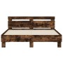 Smoked oak bed frame with headboard and LED lights 140x200cm by , Beds and slatted bases - Ref: Foro24-3207550, Price: 148,73...