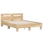 Sonoma oak engineered wood bed with headboard 120x200 cm by , Beds and slatted bases - Ref: Foro24-3207429, Price: 135,39 €, ...