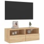 Sonoma oak engineered wood TV wall cabinet 80x30x30 cm by , TV Furniture - Ref: Foro24-836872, Price: 55,36 €, Discount: %