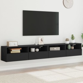 TV wall furniture 2 pcs engineered wood black 100x30x30 cm by , TV Furniture - Ref: Foro24-836885, Price: 100,26 €, Discount: %