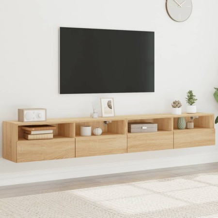 TV wall furniture 2 pcs Sonoma oak wood 100x30x30 cm by , TV Furniture - Ref: Foro24-836887, Price: 83,60 €, Discount: %