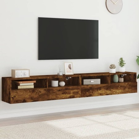 TV wall furniture 2 pcs smoked oak wood 100x30x30 cm by , TV Furniture - Ref: Foro24-836891, Price: 94,14 €, Discount: %