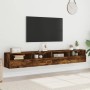 TV wall furniture 2 pcs smoked oak wood 100x30x30 cm by , TV Furniture - Ref: Foro24-836891, Price: 94,14 €, Discount: %