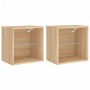 Wall bedside tables with LED lights 2 units Sonoma Oak by , TV Furniture - Ref: Foro24-837069, Price: 49,31 €, Discount: %